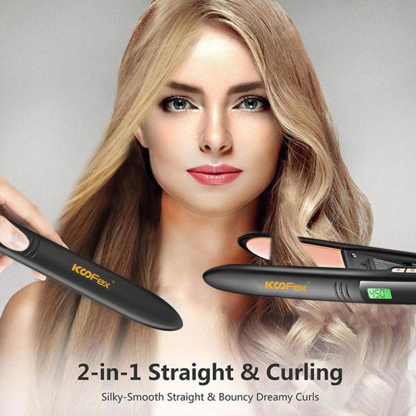 Straightener revestido cerâmico do cabelo de KooFex, Straightener a pilhas de 230 graus