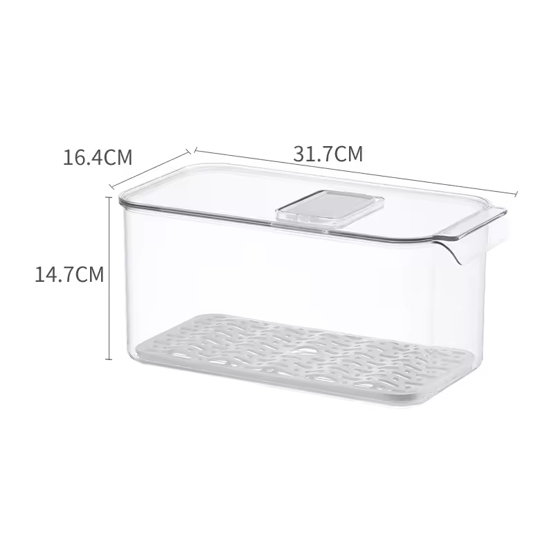Durable Transparent Superimposable  Crisper Drain Basket Fruit Vegetable Storage Box for Kitchen Refrigerator