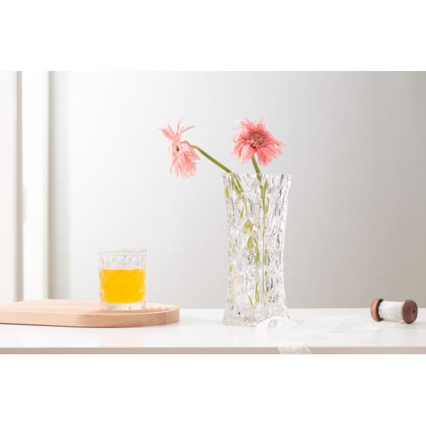 24cm Height Tall Square Glass Vases 22.5oz Machine Pressed Clear Crystal Vases