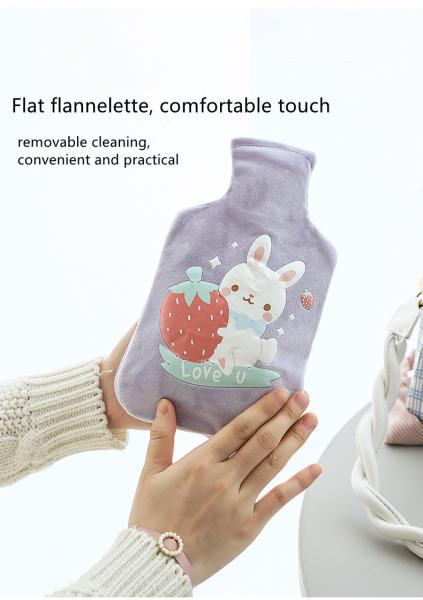 Hot Water Pouch Warm Flannel Flocking Hand Warmer Filled Mini Explosion-proof Portable Hot Water Bag Outdoor