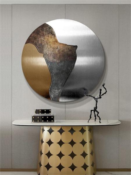 Custom Tailored Metal Round Decorative Painting Hotel Villa Entryway Renovation