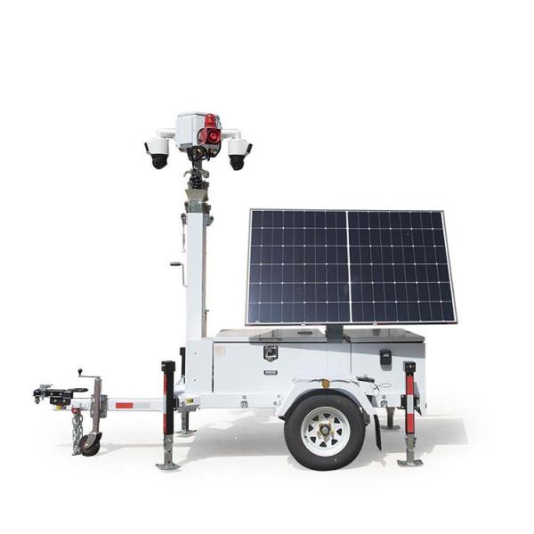 Solar CCTV Trailer With Foldable Solar Panels For Construction Sites Surveillance