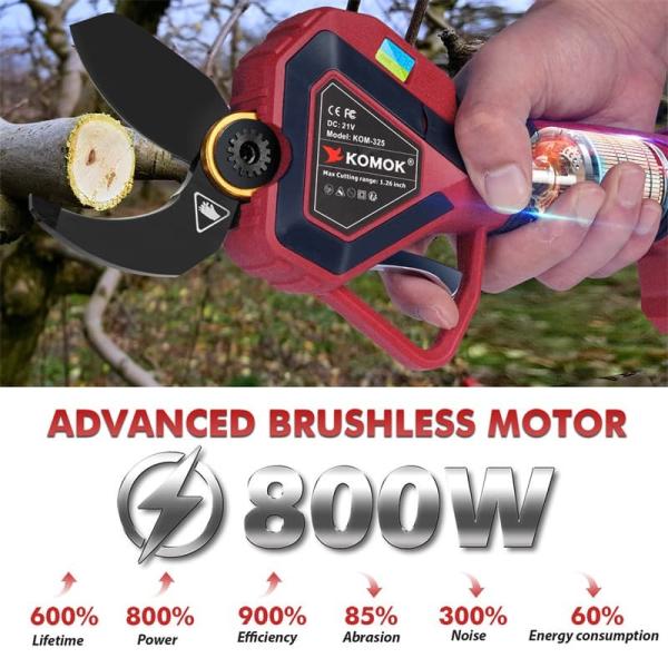 32mm Electric Pruning Shears Cordless Tree Branch Pruner Battery Powered Secateurs,6-8 Working Hours