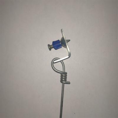 12 Gauge 6 feet Acoustical Pre Tied Ceiling Wire attached a 1-1/4 pin and 90° Clip