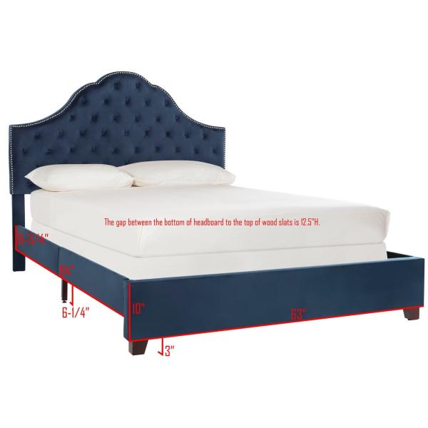 Navy velvet Luxury bed furniture Queen King Full size bed with tufts and nails design for Hotel Bedroom