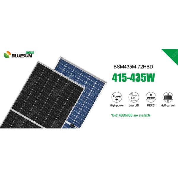 Bluesun Solar 415w Bifacial Glass Solar Panel 420w 430 w 440 Watt Perc Solar Cell 6 Inch