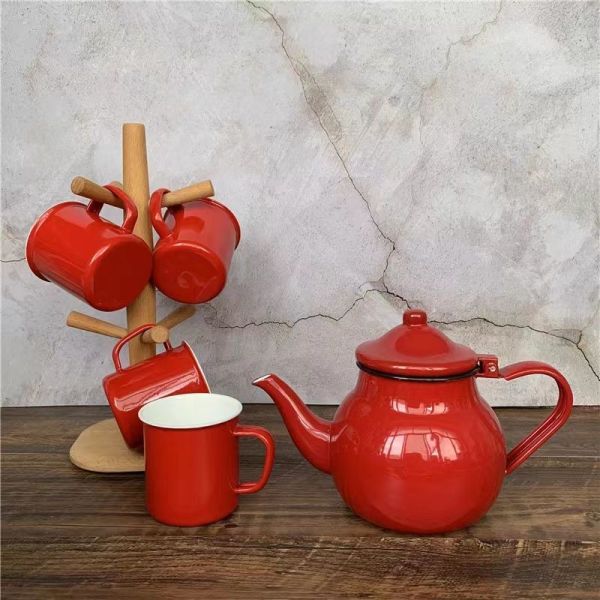 Iron Kettle Thickness 0.8mm Multi Capacity Enamel Whistling Tea Kettle Teapot 07L 11L 15L 25L Decorative Flower Decal