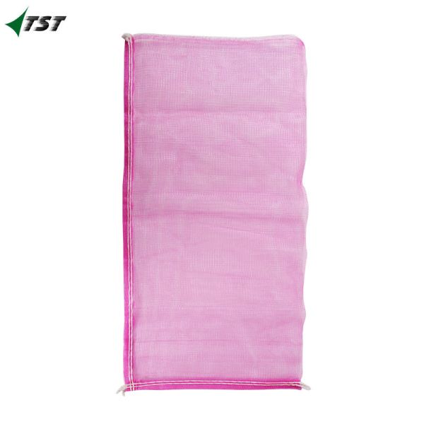 Customized Size Pink Color PE Garlic Packaging Net Bags For Ginger Packing