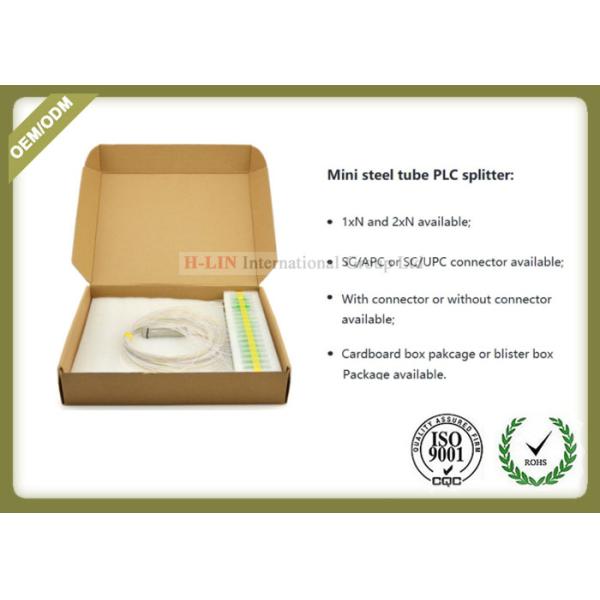 Mini Steel Tube Plc Fiber Optic Splitter 1x8 1260-1650nm Wavelength