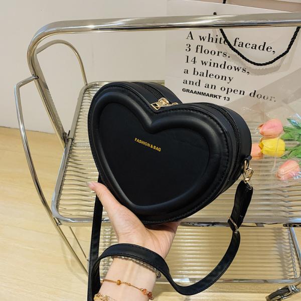 Women Heart Shape Small Leather Crossbody Bag With Shoulder Strap