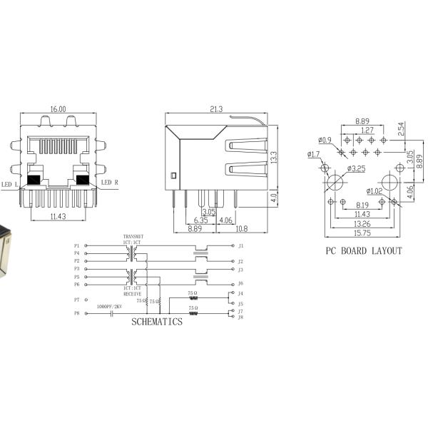 Speed 100 Base RJ45 Connector Transformer Single Port Operating Temperature -40℃ To 85℃