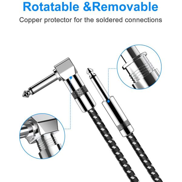 OEM 3M 1/4 pulgadas 6.3mm TS Jack Ángulo derecho Instrumento musical de bajo Amplificador Pedal Guitar Patch Cable
