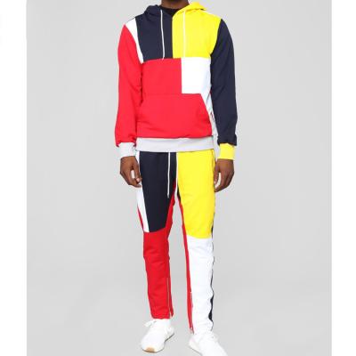 100% Cotton Color Block Hoodie And Jogger Set For Men Quick Dry Comfortable