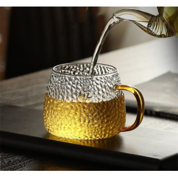 Hammer Single Wall Glass Mug With Handle Milk Tea Coffee Water Cup Heat Resistant