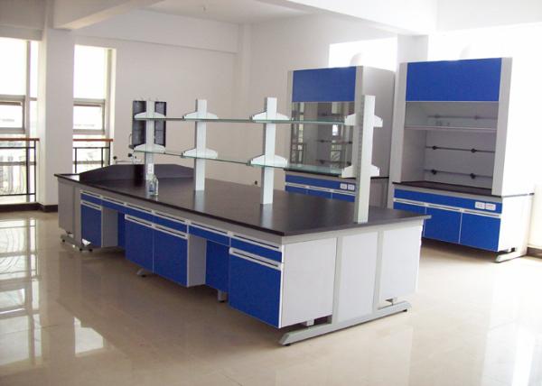 Heavy Duty School Biology Lab Island Bench Steel And Wood Furniture With Sink