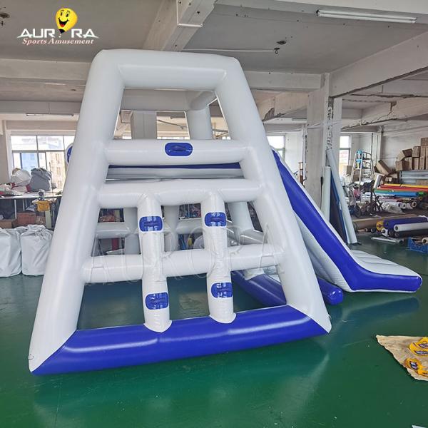 Blue PVC Inflatable Water Toys Airtight Floating Water Slide For Lake