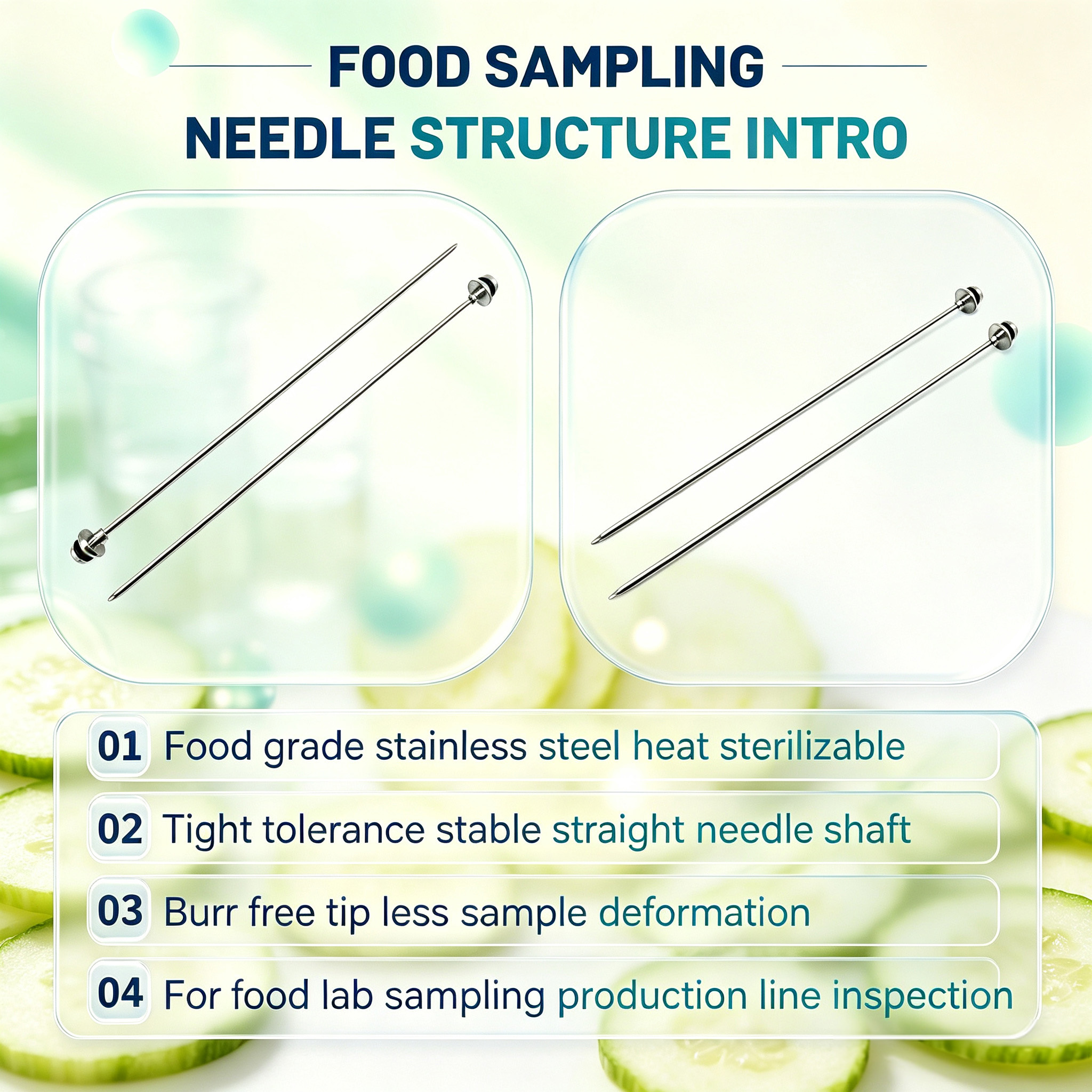 Customized Food Piercing Needle with Angled Hooked Tip
