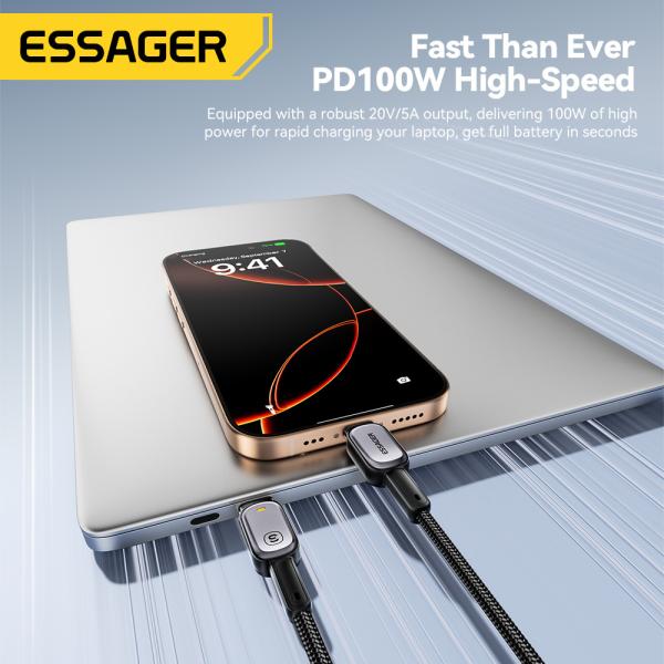 ESSAGER ES-X66 Series 60W 100W USB C to USB C Cable Fast Charging and Data Transfer