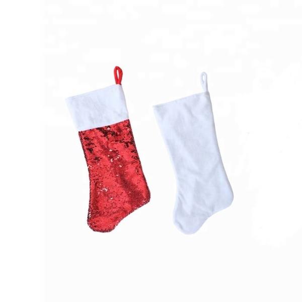 Custom Christmas Ornaments Sublimation Sequin Stocking Christmas Stocking Sublimation Blanks 45*20cm