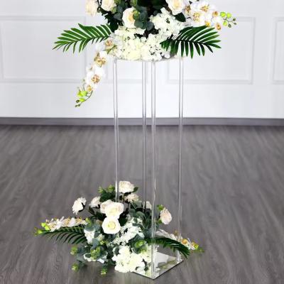 Gráfico Quadrado Acrílico Floral Stand para Casamento Eventos Centrais Decoração