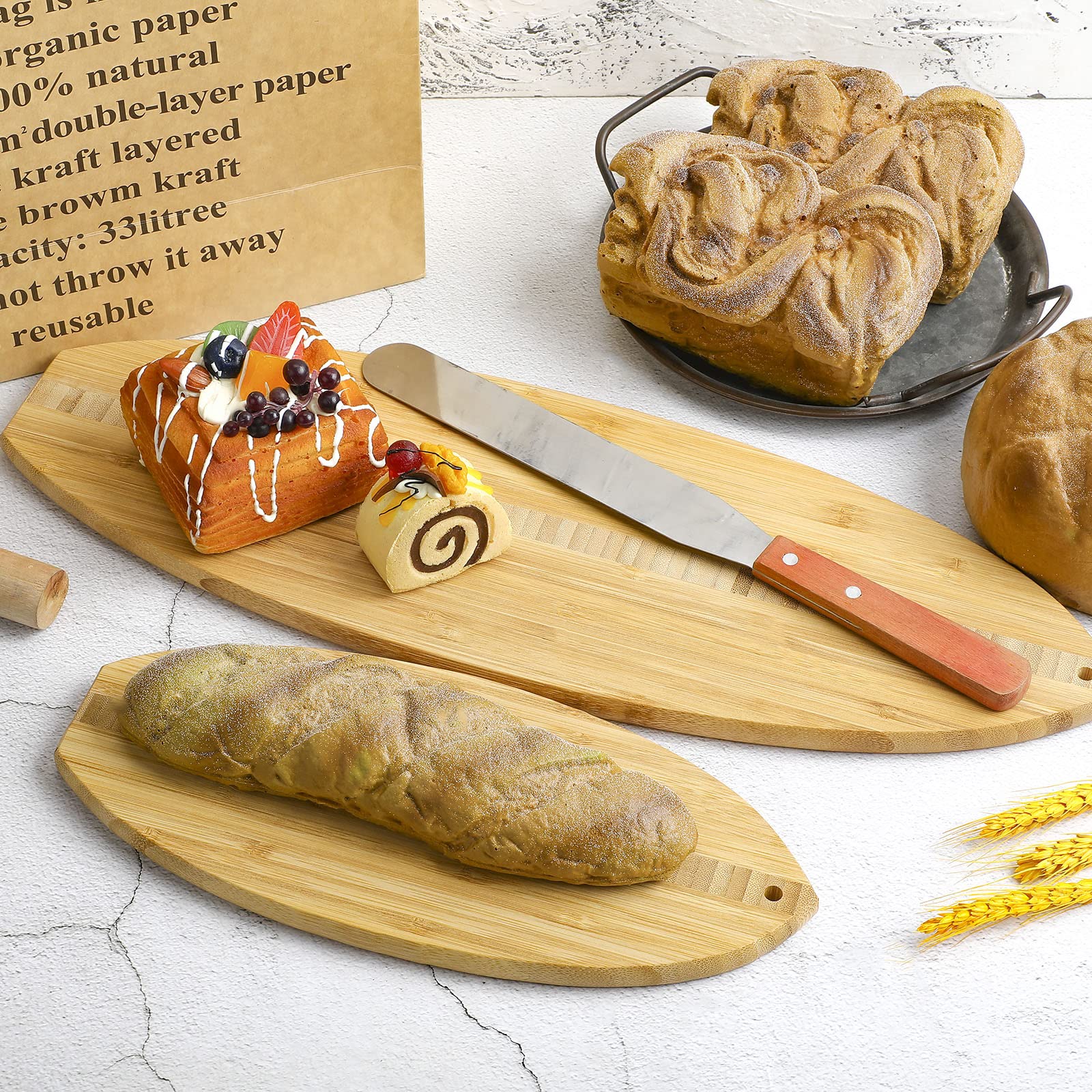 Моя разделочная доска 2pcs блока мясника Surfboard форменная бамбуковая деревянная