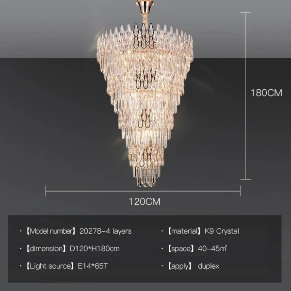 Duplex Building Living Room Chandelier Building Stairway Long Chandelier Luxury Crystal Lamp(WH-CY-269)
