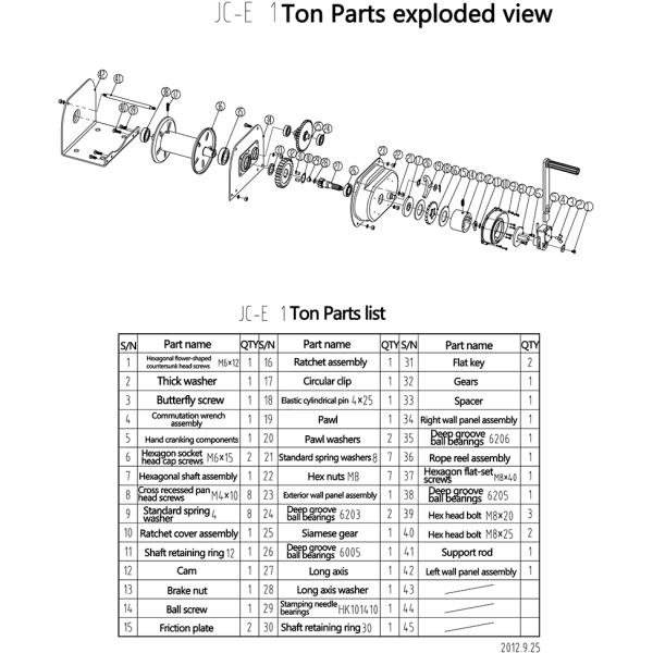 Portable Mini Manual Hand Winch 1 Ton With 8mm Wire Rope / Orange Painting
