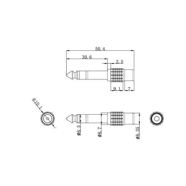 Металлические наушники 6,35 мм Джек-плюс водонепроницаемый через отверстие