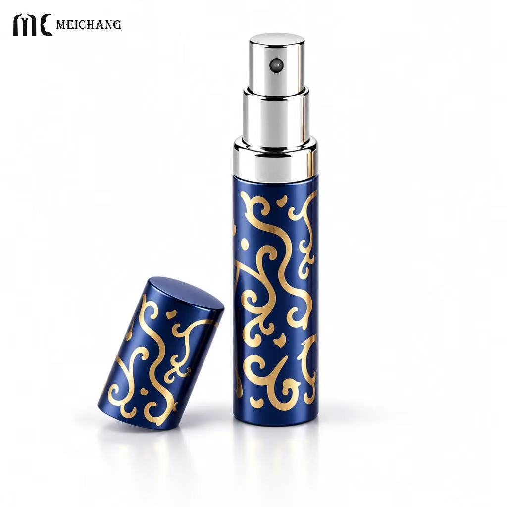 Vintage Engraved Metal Perfume Atomizer, 3ml Refillable Portable Fragrance Spray Bottle (MC-1209)