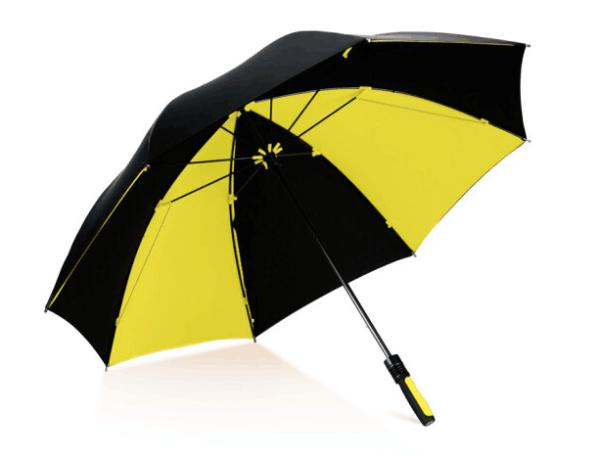 Oversized Collapsible Golf Umbrella , Custom Black And Yellow Golf Umbrellas