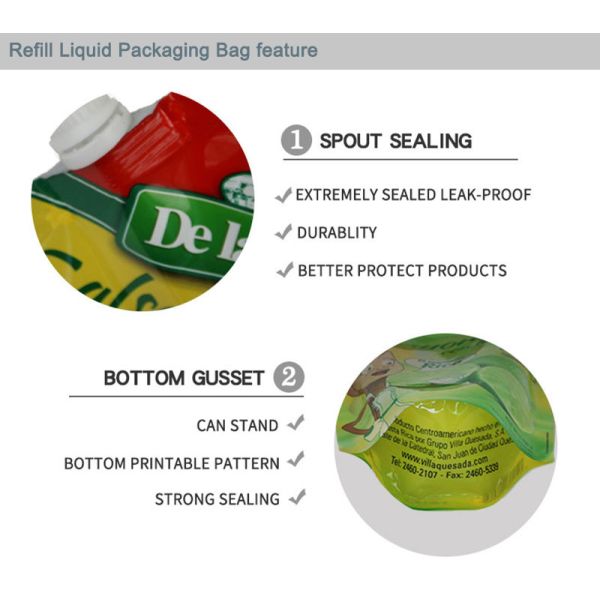 Liquid Beverage Resealable Paper Pouches Spout Reusable Juice Pouch