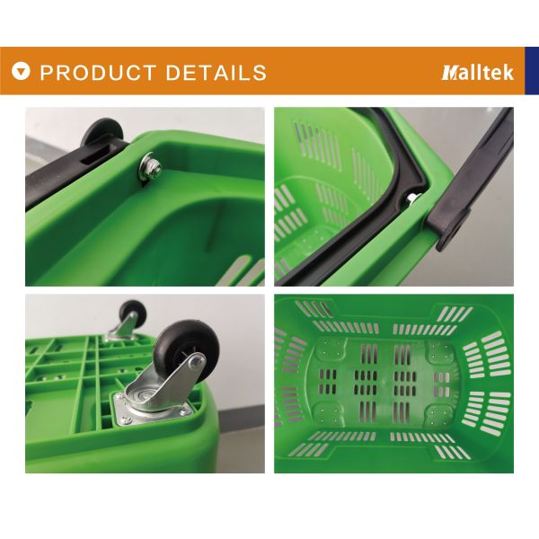 PU Wheels Rolling Shopping Baskets For Supermarket