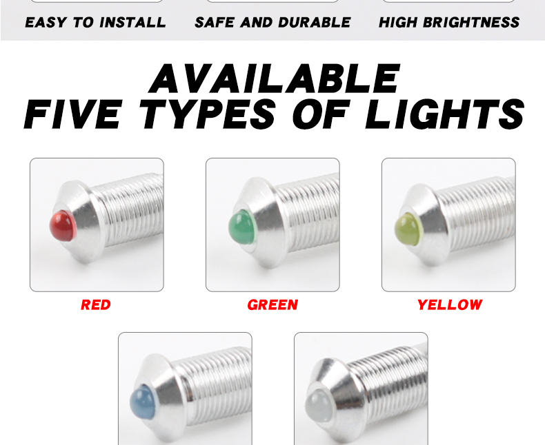 HongYe HY-6MM-DDZ High Brightness 6MM LED Metal Indicator Light IP65 Waterproof Industrial Use Signal Panel Lamp 6V 12V 220V