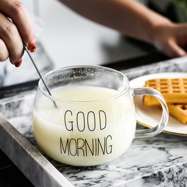 живот Дринкваре кофейной чашки микроволны 360мл безопасный стеклянный большой с ручкой/крышкой