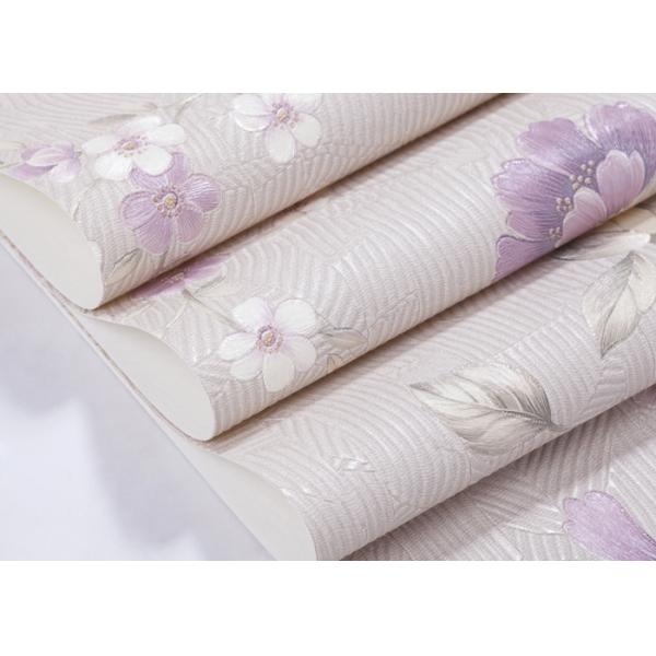 Removable Country Style Wallpaper With Embossed Floral Pattern For Sofa Backdrop