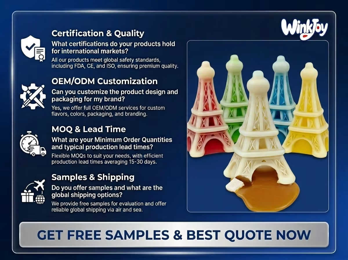 Winkjoy Eiffel Tower Shaped Wax Bottle Candy with Fruity Liquid Center and Chewable Wax Shell for Novelty Retail