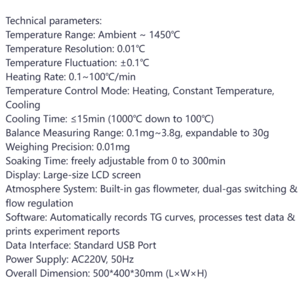 TGA101 TGA-103 Laboratory Thermogravimetric Analyzer With 0.001mW High-sensitivity