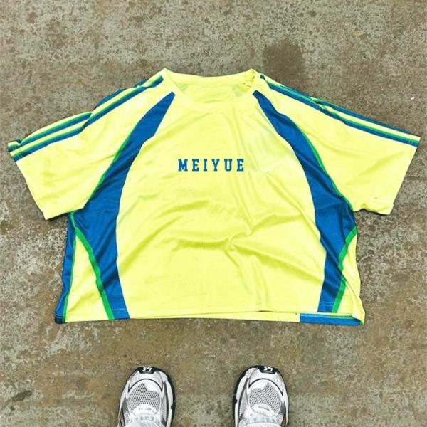 Vêtements de rue Jersey personnalisés Vintage graphique Sublimation Polyester américain Retro Soccer Couleur Blocs Rayés Boxy Fit T-shirts pour hommes