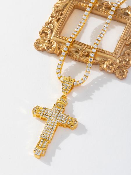 Fashion Hip Hop Cross Pendant Necklace 4mm Tennis Chain Necklace For Women Men Jewelry Party Gifts