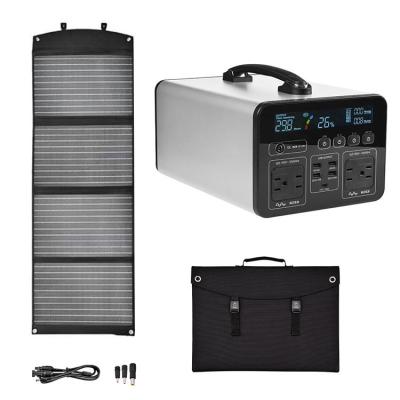 Outdoor Camp 1200WH 120W Portable Solar Generator Kit Built In MPPT