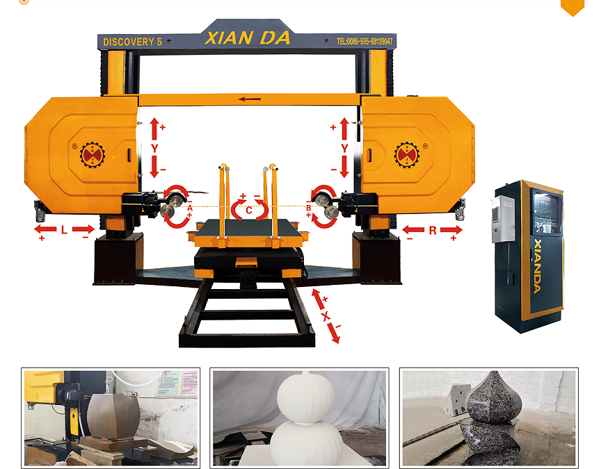 XIANDA High Efficiency CNC Diamond Wire Saw Cutting Machine for Marble Granite Slab Stone Processing