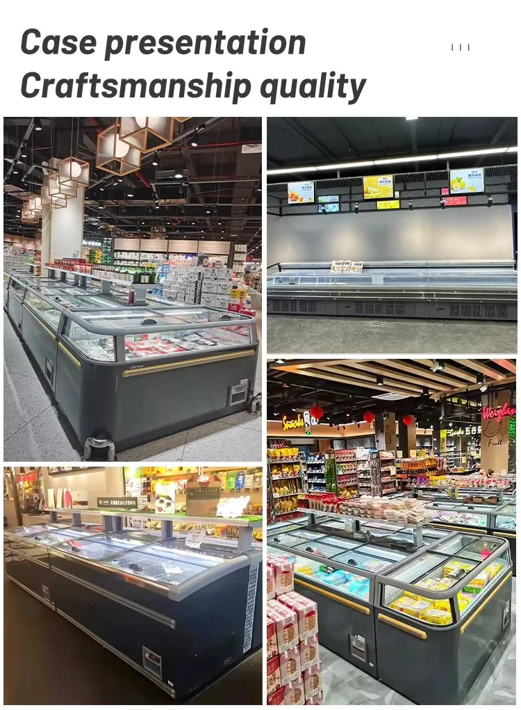 340W Combined Island Freezer Thermostat Commercial Refrigeration Equipment Double Doors
