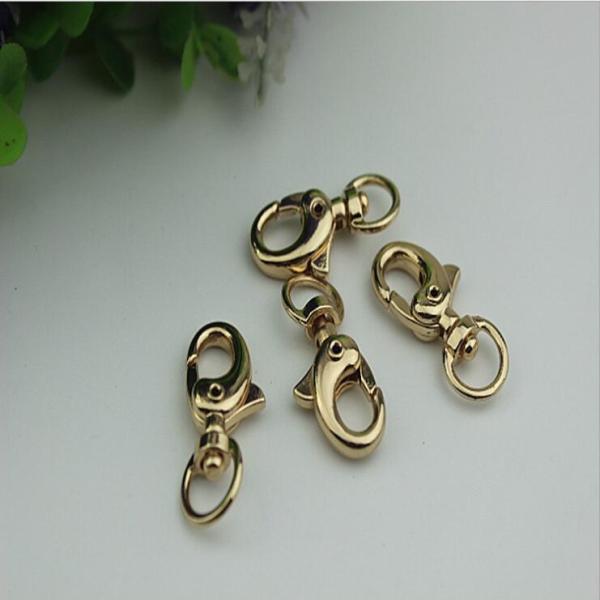 Round shape bottom zinc alloy light gold metal lobster claw snap hook for handbag