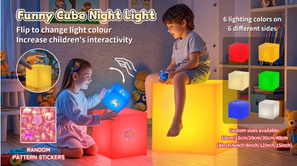 Kids LED Night Light - Rechargeable Table Lamp - Portable Outdoor Ambiance Light - Safe Plastic for Children's Bedroom & Camping