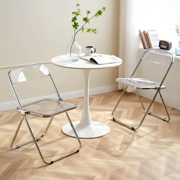 Green Blue Acrylic Foldable Chair Adjustable Clear Plastic Folding Chair