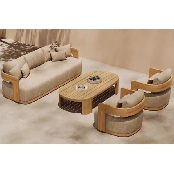 Luxury Teak Wood Outdoor Garden Sofa Set Patio Furniture for Villa Resort Hotels and Balconies
