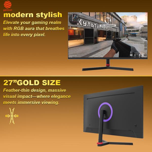 Monitor de juegos UHD de 27 pulgadas, panel IPS 4K, monitor de PC de 144 Hz con soporte fijo