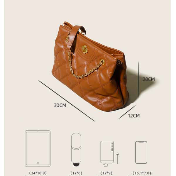 Chain Bag High-Capacity Leather High-End Style Diamond Bag Shoulder Messenger Bag Female Bag