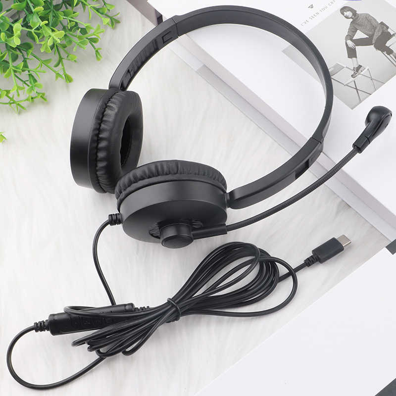 JTY- K3 Head mounted wired headphones with microphone and wired control USB/Type-C/3.5mm multi interface online course learning, customer service, computer headset support OEM/ODM customized products