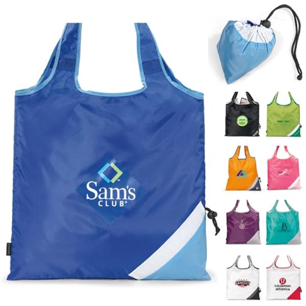 Large Folding Polyester Tote Bags , Portable Roll Up Grocery Bags For Woman